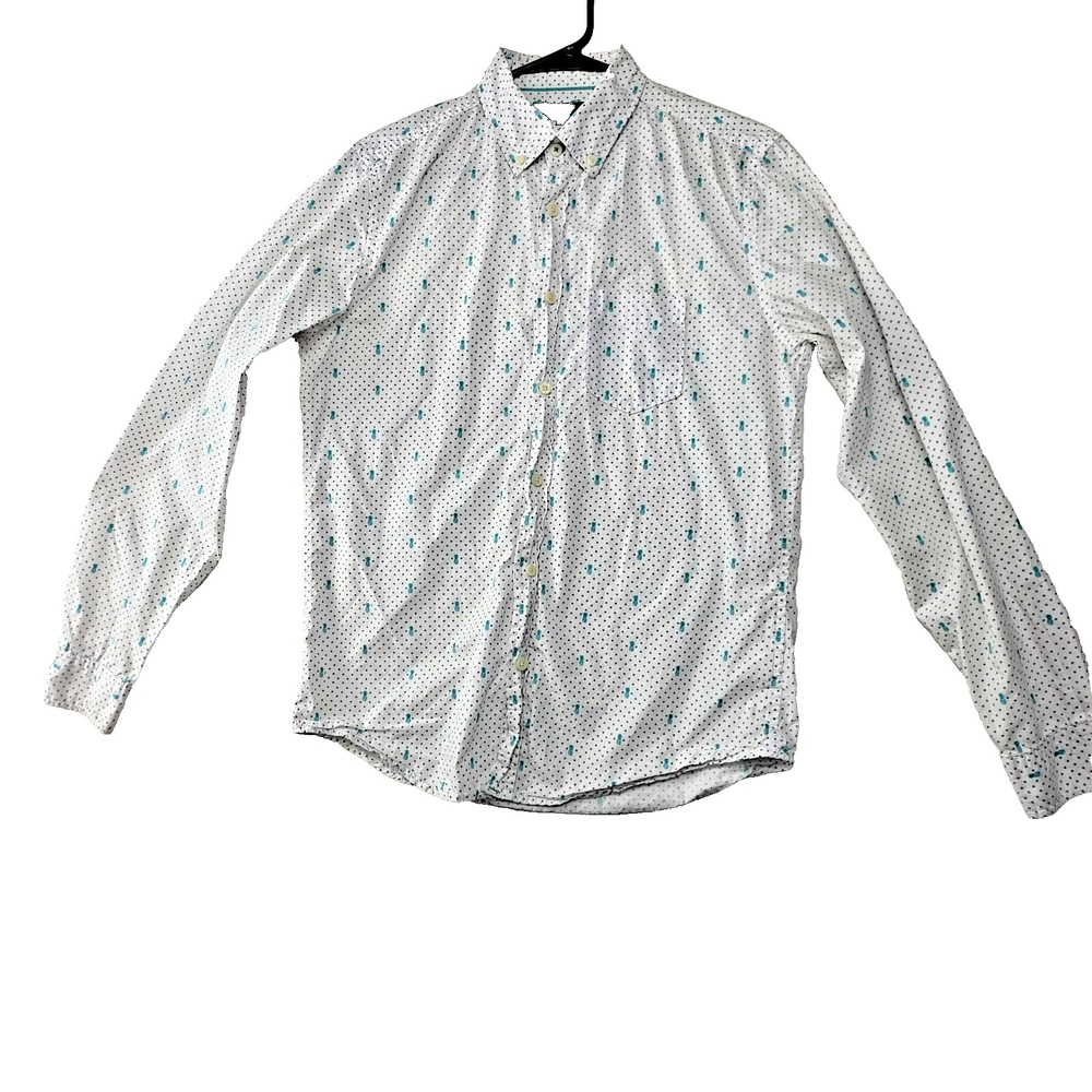 Aeropostale Men's S Pineapple Print Button-Up Shirt Long Sleeve